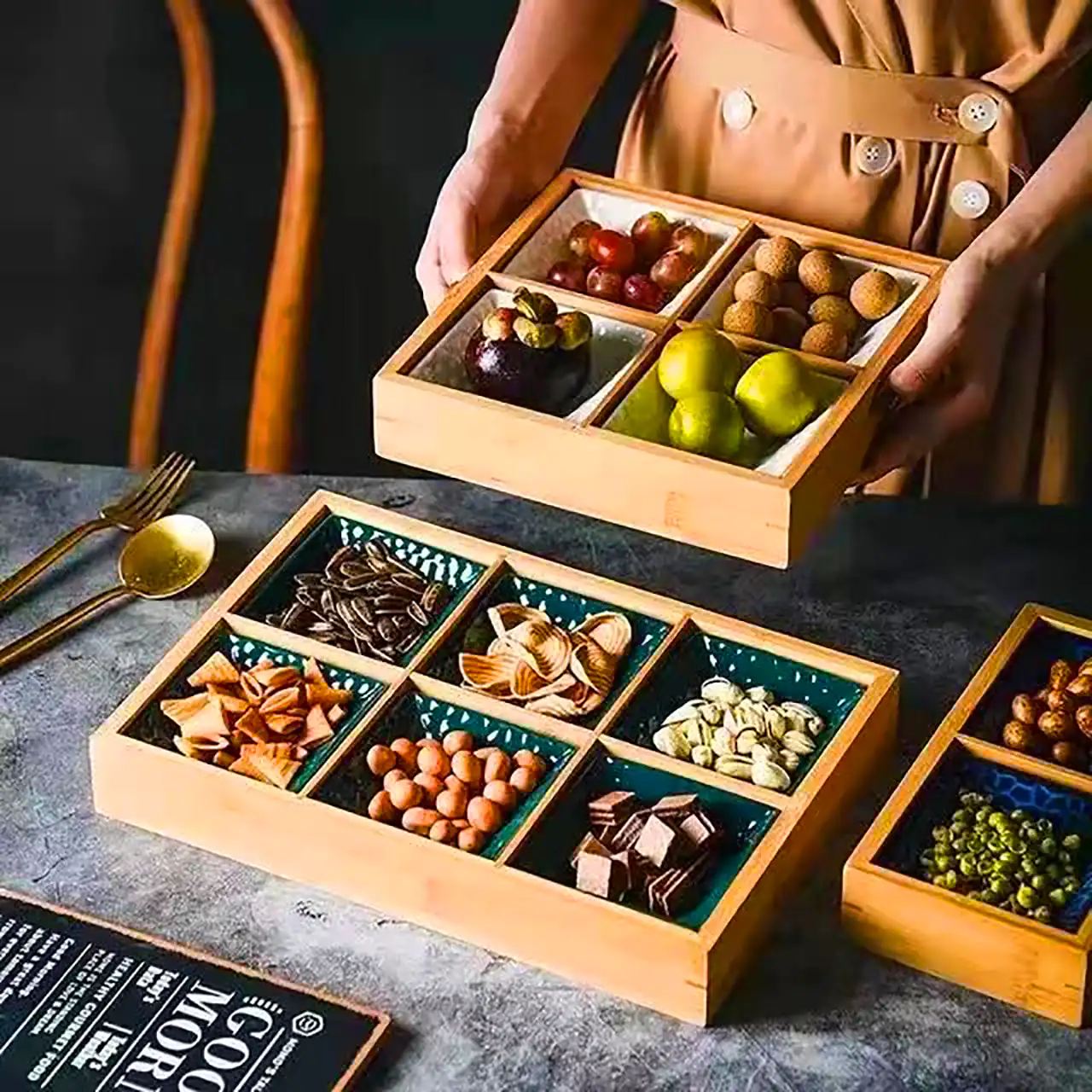 باکس تنقلات چوبی چند خانه