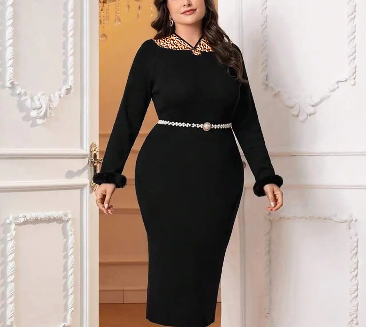 پیراهن قواره دار ریون مشکی