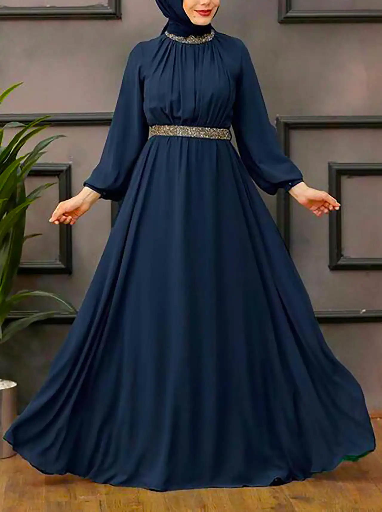 پیراهن سورمه ای رسمی زنانه